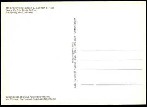 ÄLTERE POSTKARTE KRONPRINS HARALD LINIE KIEL OSLO FÄHRSCHIFF FÄHRE ferry Schiff Motorschiff ship bateau Ansichtskarte AK