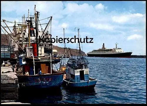 ÄLTERE POSTKARTE SANTA CRUZ DE TENERIFE KREUZFAHRTSCHIFF QUEEN ELISABETH II 26.04. 1969 Teneriffa Schiff ship postcard
