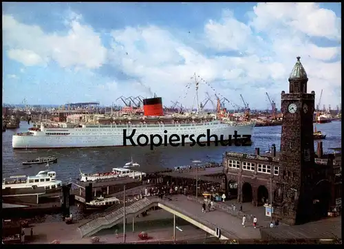 ÄLTERE POSTKARTE MS QUEEN ELIZABETH 2 KREUZFAHRTSCHIFF CUNARD HAMBURG ST. PAULI Schiff Motorschiff postcard