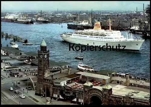 ÄLTERE POSTKARTE HAMBURG SCHIFF AN DEN ST. PAULI LANDUNGSBRÜCKEN Ship Bateau Elbe cpa postcard Ansichtskarte AK