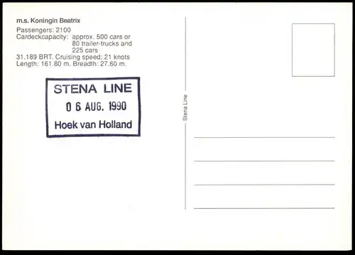 ÄLTERE POSTKARTE M.S. KONINGIN BEATRIX FÄHRSCHIFF FÄHRE STENA LINE ferry Schiff Motorschiff ship bateau postcard cpa