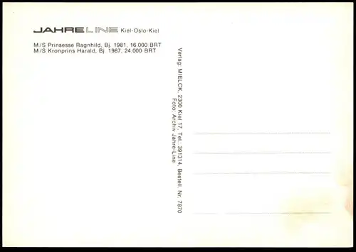 ÄLTERE POSTKARTE KRONPRINS HARALD & PRINSESSE RAGNHILD FÄHRSCHIFF FÄHRE ferry Schiff Motorschiff ship bateau