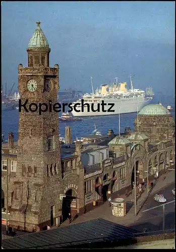 ÄLTERE POSTKARTE MS KUNGSHOLM HAMBURG BRÜCKE 3 LANDUNGSBRÜCKEN KREUZFAHRTSCHIFF Schiff ship bateau postcard cpa AK