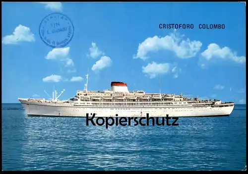 ÄLTERE POSTKARTE T/N CRISTOFORO COLOMBO KREUZFAHRTSCHIFF Schiffsstempel Schiff ship bateau postcard cpa Ansichtskarte AK