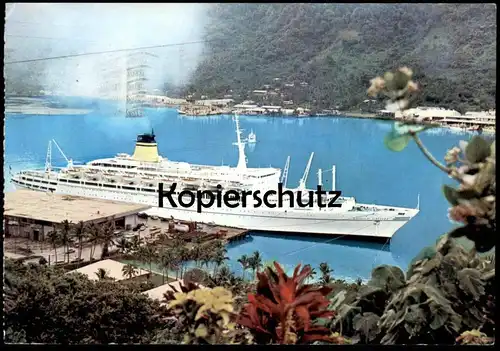 ÄLTERE POSTKARTE LLOYD TRIESTINO AT PAGO PAGO SERVICES TO ASIA AFRICA AUSTRALIA KREUZFAHRTSCHIFF Schiff ship postcard AK