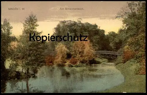 ALTE POSTKARTE MINDEN AM SCHWANENTEICH 1917 Teich Ansichtskarte AK cpa postcard