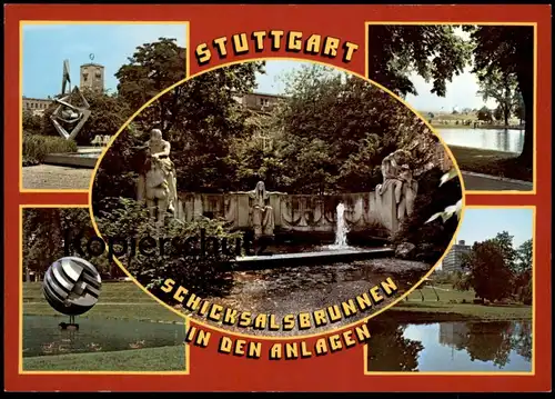 ÄLTERE POSTKARTE STUTTGART SCHICKSALSBRUNNEN IN DEN ANLAGEN SKULPTUR TEICH BRUNNEN Ansichtskarte AK cpa postcard