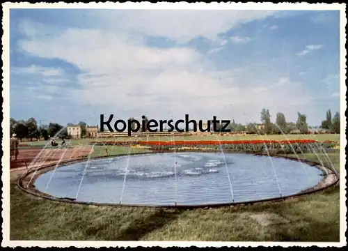 ALTE POSTKARTE KASSEL WASSERSPIEL IN DER KARLSAUE BUNDESGARTENSCHAU MAI - OKTOBER 1955 BUGA Ansichtskarte postcard cpa