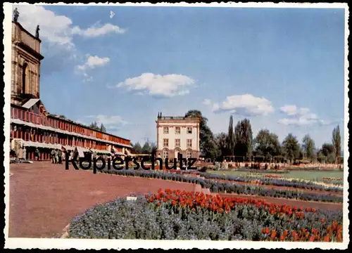 ALTE POSTKARTE KASSEL ORANGERIE UND NES-CAFÉ BUNDESGARTENSCHAU MAI - OKTOBER 1955 BUGA Ansichtskarte AK cpa postcard