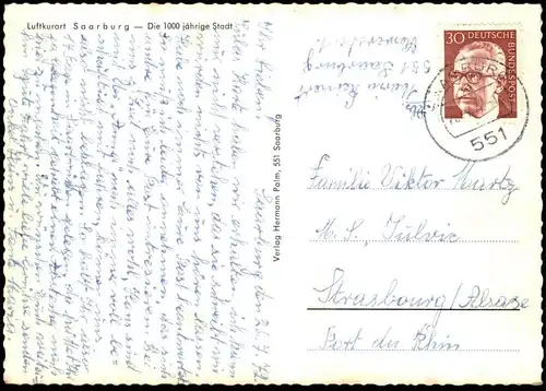 ÄLTERE POSTKARTE GRUSS AUS SAARBURG DIE 1000 JÄHRIGE STADT Ansichtskarte cpa AK postcard