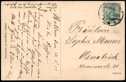 ALTE POSTKARTE GRUSS AUS LEMBRUCH GASTHOF OTTO BRINKMEYER 1913 Ansichtskarte AK postcard cpa