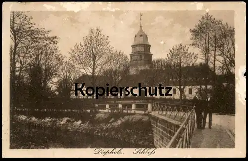 ÄLTERE POSTKARTE DIEPHOLZ SCHLOSS ZWEI MÄNNER VERM. STUDENTEN STUDENT 1918 chateau castle Ansichtskarte AK cpa postcard