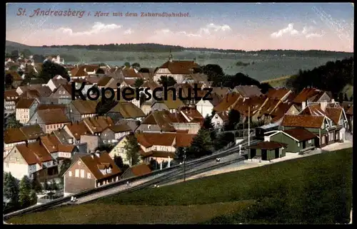 ALTE POSTKARTE ST. ANDREASBERG IM HARZ MIT DEM ZAHNRADBAHNHOF Waggon Bahnhof station gare Ansichtskarte AK cpa postcard