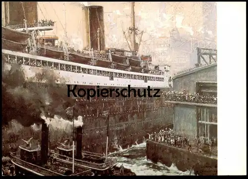 ÄLTERE POSTKARTE LLOYD DAMPFER COLUMBUS IN NEW YORK SCHIFFAHRTSMUSEUM BREMERHAVEN CLAUS BERGEN 1924 Schiff ship postcard