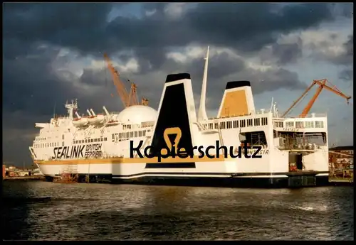 ÄLTERE POSTKARTE MS FANTASIA SEALINK PASSAGIERFÄHRE Schiff Motorschiff ship Gabelstapler forklift postcard Ansichtskarte
