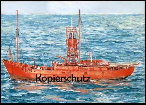 ÄLTERE KÜNSTLER POSTKARTE MS SOUTH GOODWIN VESSEL FEUERSCHIFF Leuchtturm-Schiff Motorschiff ship postcard cpa AK
