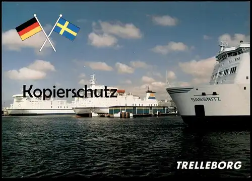 ÄLTERE POSTKARTE MS NILS DACKE SASSNITZ ROBIN HOOD TT LINIE IN TRELLEBORG AUTOFÄHRE Schiff Motorschiff ship postcard