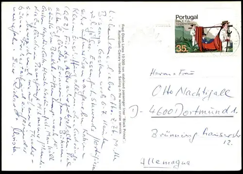ÄLTERE POSTKARTE MS BLACK PRINCE FRED OLSEN LINES KREUZFAHRTSCHIFF ROTTERDAM CANARY ISLANDS CRUISE Schiff ship postcard