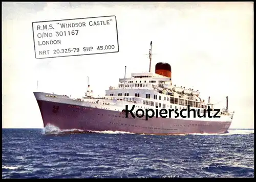 ÄLTERE POSTKARTE R.M.S. WINDSOR CASTLE LONDON KREUZFAHRTSCHIFF Schiff Motorschiff ship bateau Ansichtskarte AK postcard