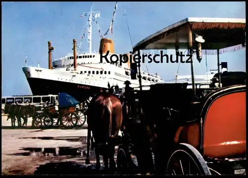 ÄLTERE POSTKARTE MS EUROPA KREUZFAHRTSCHIFF KUTSCHE PFERD Hapag Lloyd Schiff Motorschiff ship bateau Ansichtskarte AK