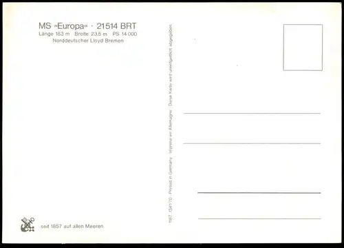 ÄLTERE POSTKARTE MS EUROPA KREUZFAHRTSCHIFF KUTSCHE PFERD Hapag Lloyd Schiff Motorschiff ship bateau Ansichtskarte AK