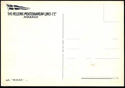 ÄLTERE POSTKARTE M/S MASSALIA FÄHRSCHIFF FÄHRE HELLENIC MEDITERRANEAN LINES LINE ferry Schiff ship bateau postcard cpa