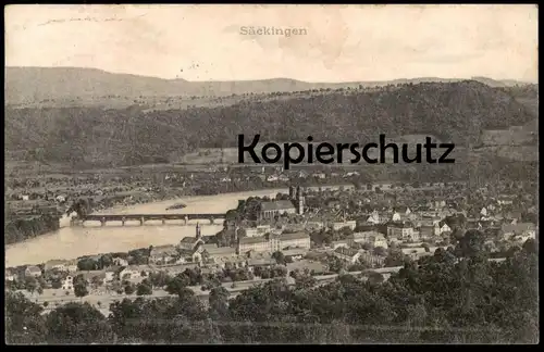 ALTE POSTKARTE BAD SÄCKINGEN AM RHEIN ZURÜCK 1909 PANORAMA TOTALANSICHT TOTAL Gesamtansicht cpa postcard Ansichtskarte