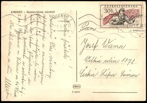 ALTE POSTKARTE LIBEREC GOTTWALDOVO NAMESTI STRASSENBAHN REICHENBERG Sudeten tramway tram AK postcard cpa Ansichtskarte