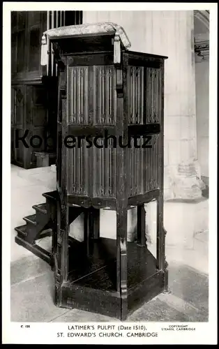ALTE POSTKARTE LATIMER'S PULPIT DATE 1510 ST. EDWARD'S CHURCH CAMBRIDGE Kanzel chaire à prêcher postcard Ansichtskarte