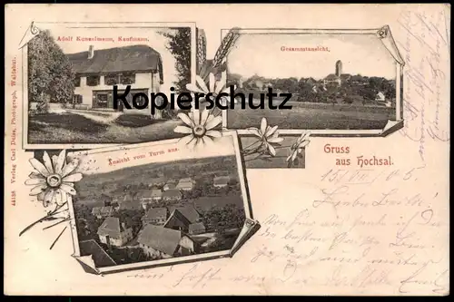 ALTE POSTKARTE HOCHSAL ADOLF KUNZELMANN KAUFMANN ANSICHT VOM TURM GESAMTANSICHT LAUFENBURG Ansichtskarte AK cpa postcard