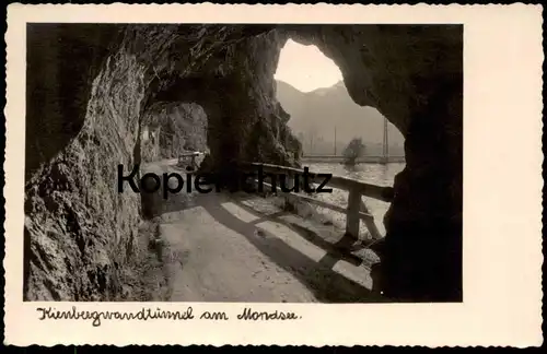 ALTE POSTKARTE KIENBERGWANDTUNNEL AM MONDSEE Tunnel Strasse Ansichtskarte cpa postcard AK