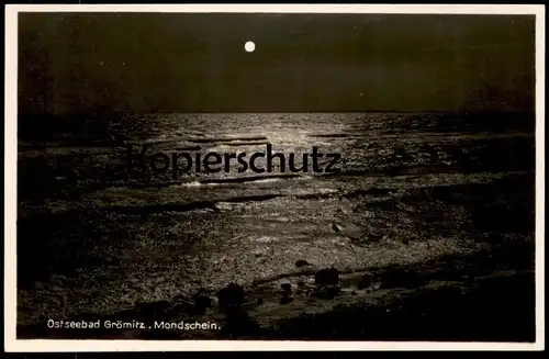 ALTE POSTKARTE OSTSEEBAD GRÖMITZ BEI NACHT MONDSCHEIN VOLLMOND moonlight Mond moon clair de lune Ansichtskarte postcard