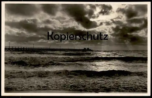 ALTE POSTKARTE OSTSEEBAD GRÖMITZ SONNENUNTERGANG WELLEN WOLKEN clouds Ansichtskarte AK cpa postcard
