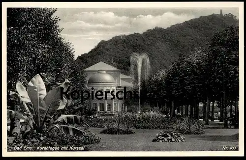 ALTE POSTKARTE BAD EMS KURANLAGEN MIT KURSAAL SPRINGBRUNNEN FONTAINE Ansichtskarte cpa postcard AK