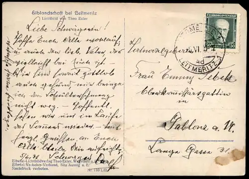 ALTE POSTKARTE ELBLANDSCHAFT LEITMERITZ LITOMERICE LICHTBILD VON THEO EXLER Aussig Böhmen ceska republika czech republic