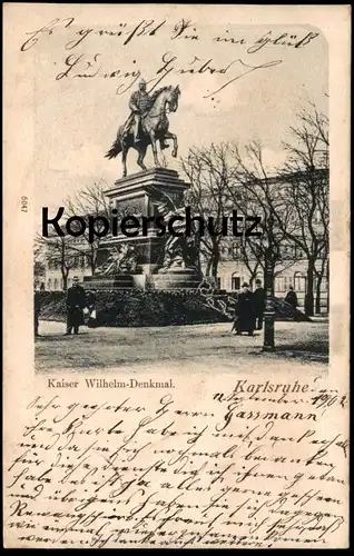 ALTE POSTKARTE KAISER WILHELM-DENKMAL KARLSRUHE REITERSTANDBILD Pferd cheval horse monument Ansichtskarte postcard cpa