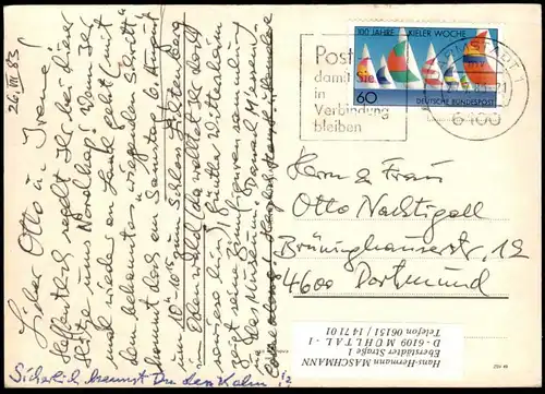 ÄLTERE POSTKARTE SEGELSCHIFF BRIEFMARKE KIELER WOCHE sailing vessel bateau voilier Schiff ship Ansichtskarte AK postcard