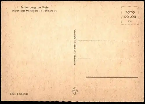 POSTKARTE MILTENBERG SCHNATTERLOCH MARKTPLATZ VW KÄFER CABRIO BEETLE KEFER Kabrio Coccinelle Cox Volkswagen Auto car cpa