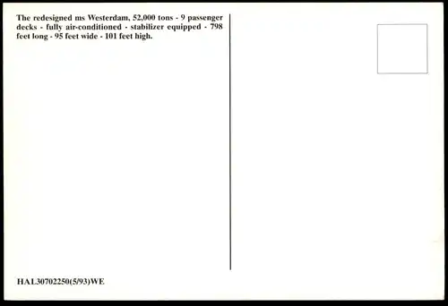 ZWEI ÄLTERE POSTKARTEN HOLLAND AMERICA LINE CRUISES MS WESTERDAM STATENDAM STEAMER SHIP STEAMSHIP SCHIFF DAMPFER cpa AK