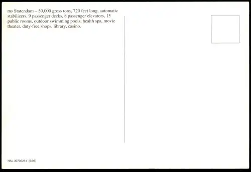 ZWEI ÄLTERE POSTKARTEN HOLLAND AMERICA LINE CRUISES MS WESTERDAM STATENDAM STEAMER SHIP STEAMSHIP SCHIFF DAMPFER cpa AK