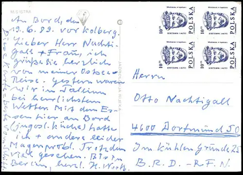 ÄLTERE POSTKARTE MS M/S ISTRA KREUZFAHRTSCHIFF Schiff Dampfer ship bateau Ansichtskarte AK cpa postcard