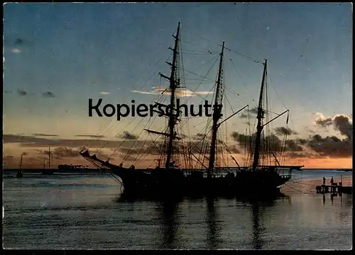 ÄLTERE POSTKARTE SEGELSCHIFF IM SONNENUNTERGANG STEMPEL NORDERNEY Schiff sailing ship postcard cpa Ansichtskarte AK