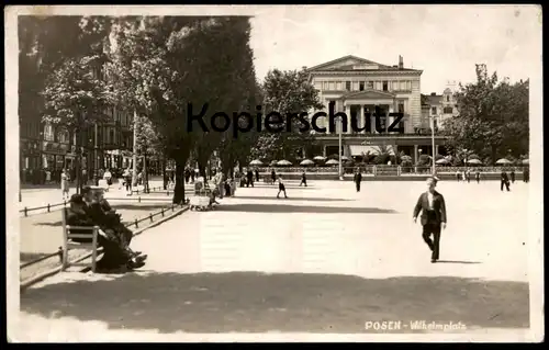 ALTE POSTKARTE POSEN WILHELMPLATZ PERSONEN AUF EINER BANK MANN SPAZIERGÄNGER Poznan Polska cpa AK Ansichtskarte postcard