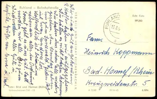ÄLTERE POSTKARTE RUHLAND BAHNHOFSTRASSE ALLEE 1963 Ansichtskarte cpa postcard AK