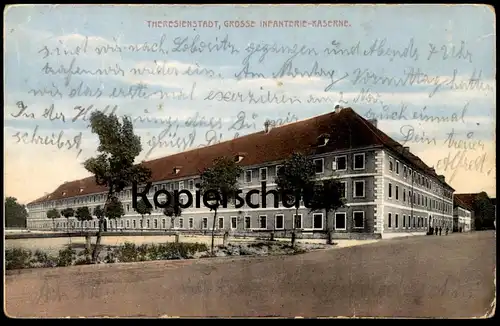 ALTE POSTKARTE THERESIENSTADT GROSSE INFANTERIE KASERNE 1914 Terezin Terezina Sudeten casern postcard cpa Ansichtskarte