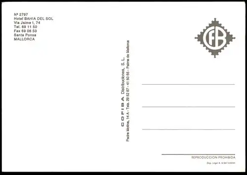 ÄLTERE POSTKARTE HOTEL BAHIA DEL SOL SANTA PONSA MALLORCA ISLAS BALEARES BELEUCHTUNG tarjeta postal postcard cpa AK