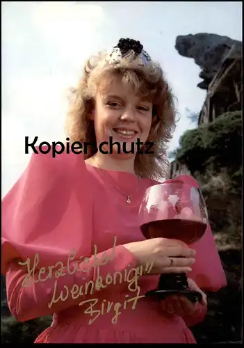 ÄLTERE POSTKARTE WINZERGENOSSENSCHAFT WINZER VEREIN WALPORZHEIM WEINKÖNIGIN BIRGIT FISCHER AHR Ansichtskarte Autogramm