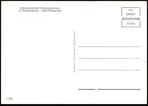 ÄLTERE POSTKARTE D'STAUFENECKER GEBIRGSTRACHTEN ERHALTUNGSVEREIN PIDING Tracht traditional costume folclorique postcard