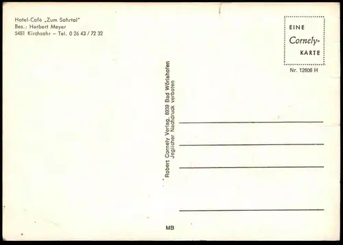 ÄLTERE POSTKARTE HOTEL CAFÉ ZUM SAHRTAL HERBERT MEYER KIRCHSAHR ALTENAHR AHRTAL Ansichtskarte AK cpa postcard