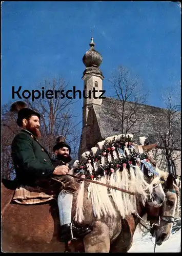 ÄLTERE POSTKARTE TRAUNSTEIN GEORGIRITT OSTERMONTAG GESCHMÜCKTES PFERD horse cheval Blesse Tracht Ansichtskarte postcard